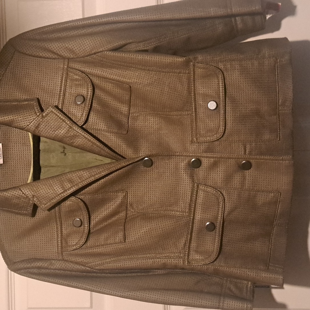 🍾Tanjay-Petite Three button navy green faux Woman's jacket Perfect for Fall